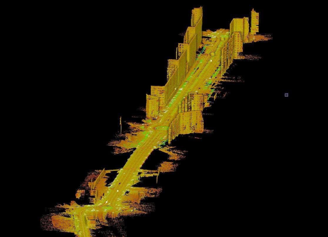 Nor de puncte obținut prin mobile mapping pe un coridor rutier din Râmnicu Vâlcea