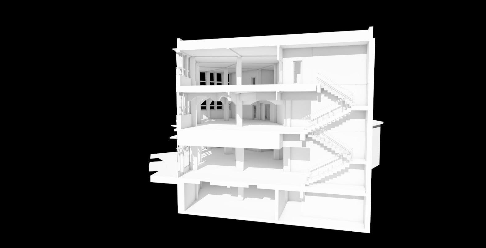 Secțiune prin modelul 3D al clădirii