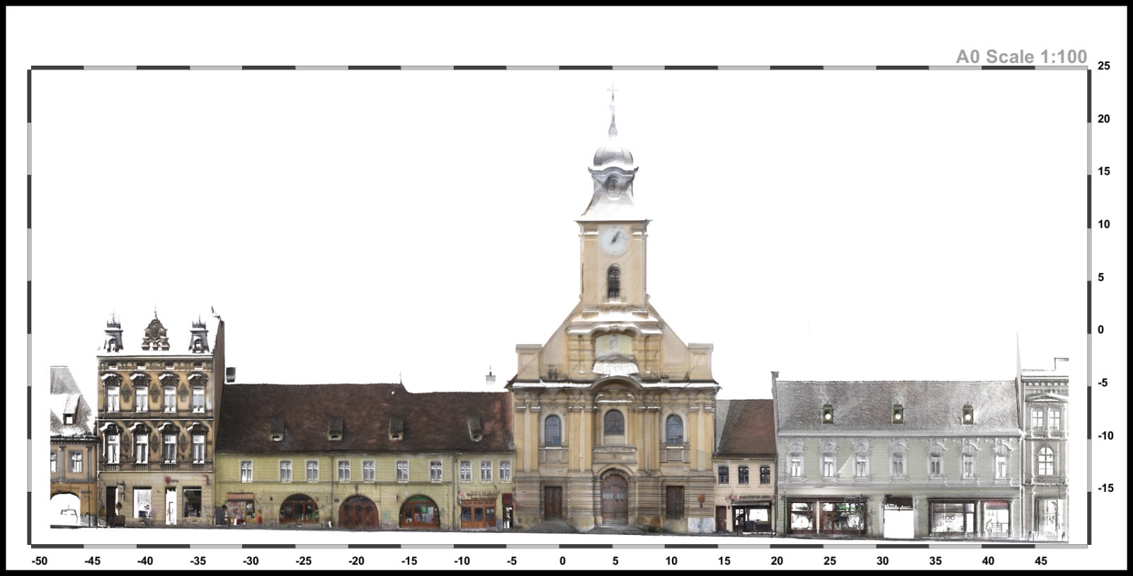 Front stradal și context urban — documentare 3D Discovery în Brașov