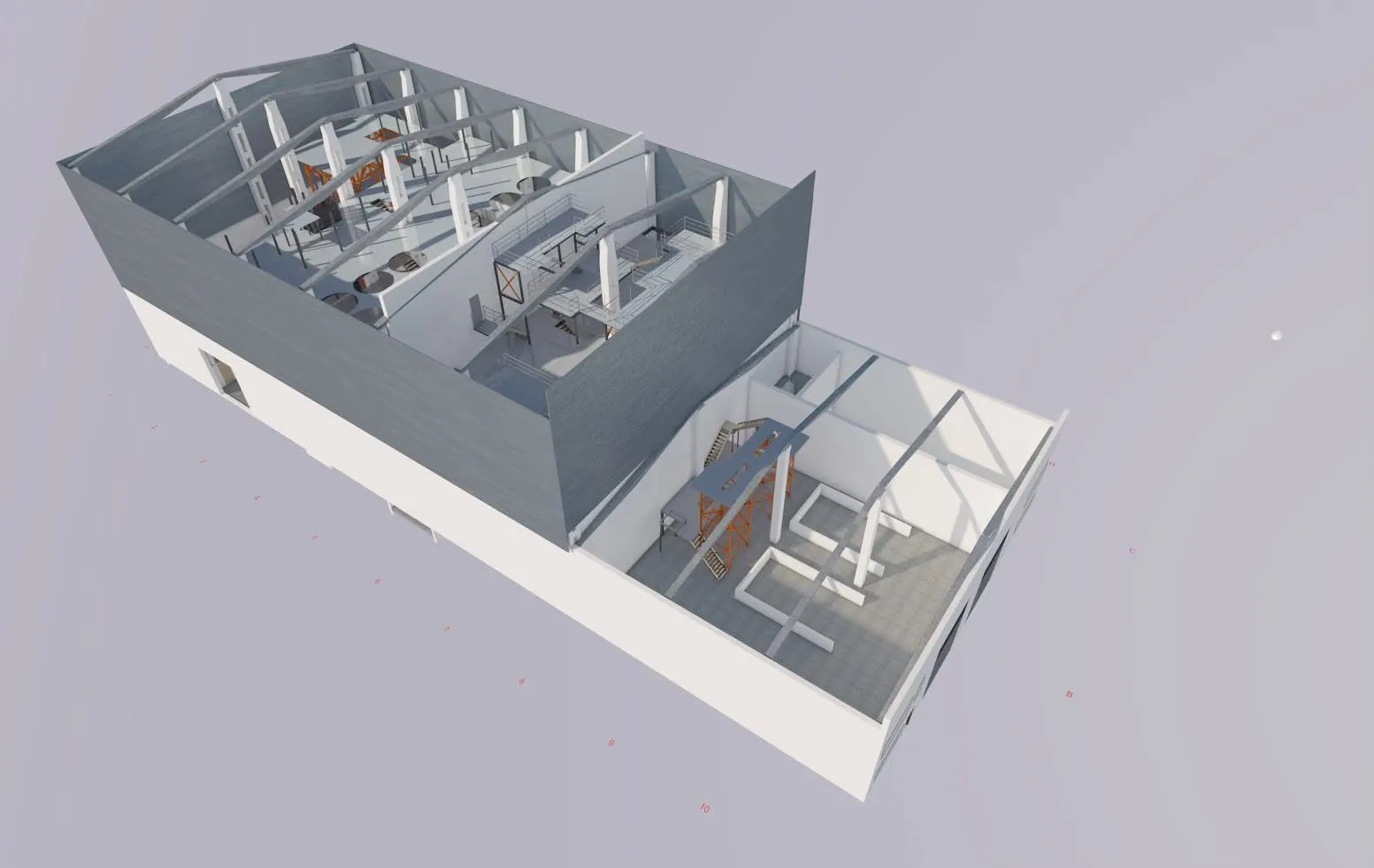 BIM model of an industrial hall in Iași, built on the point cloud