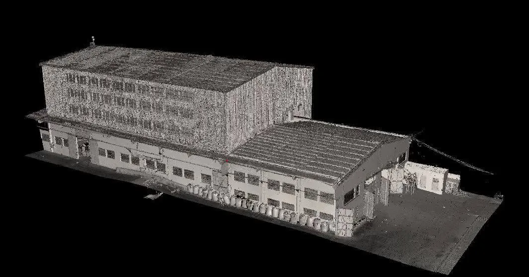 Industrial hall, Iași — Point cloud — exterior of the hall
