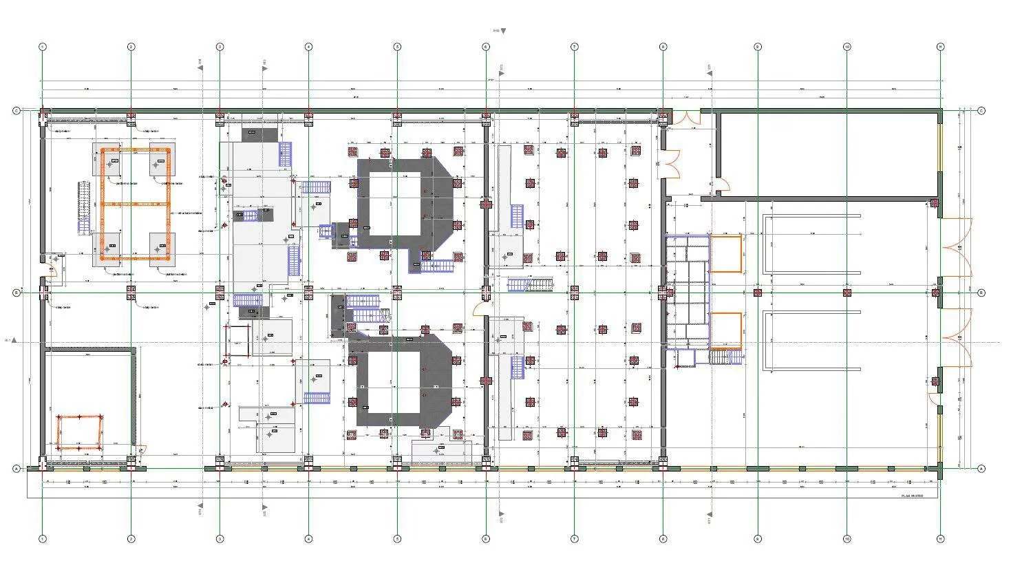 Industrial hall, Iași — Ground floor plan — survey from the scan