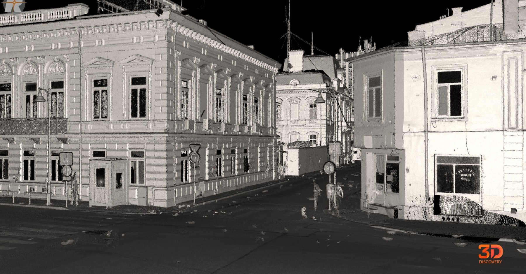 Nor de puncte cu fațadele clădirilor din Piața Amzei