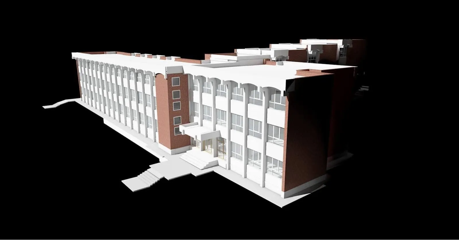 Ion Pillat Secondary School, Pitești — 3D model — perspective