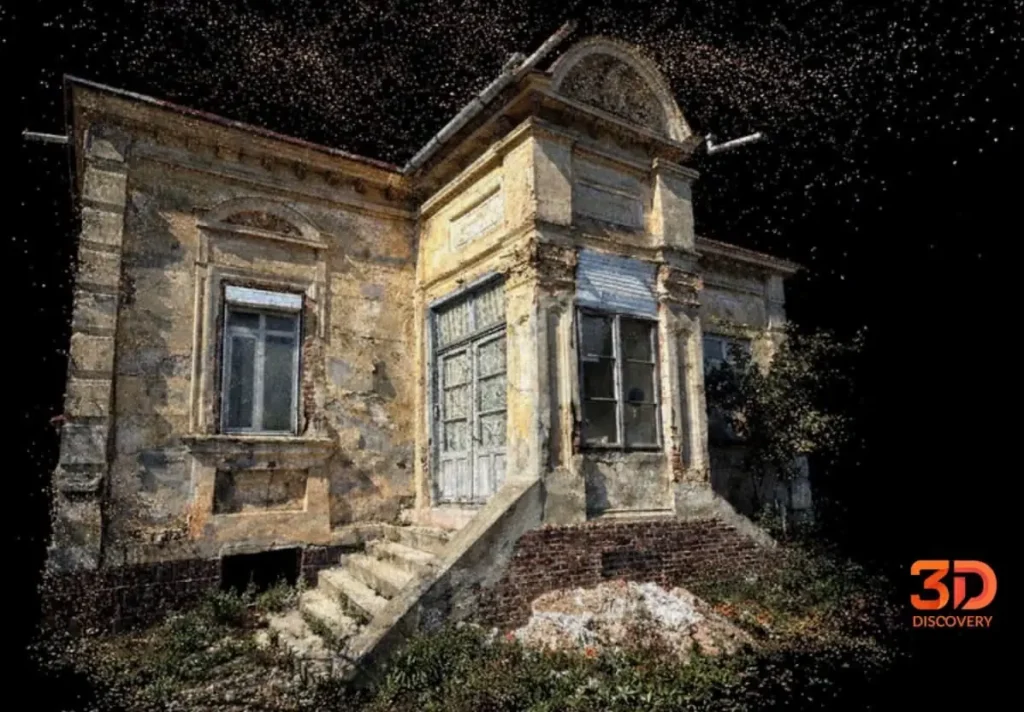 Vilă sec. XIX Giurgiu — nor de puncte color din scanare laser 3D
