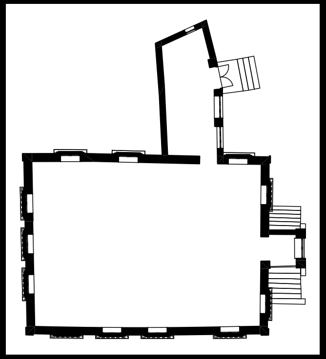 19th-century villa, Giurgiu — Ground floor plan — outline from the scan