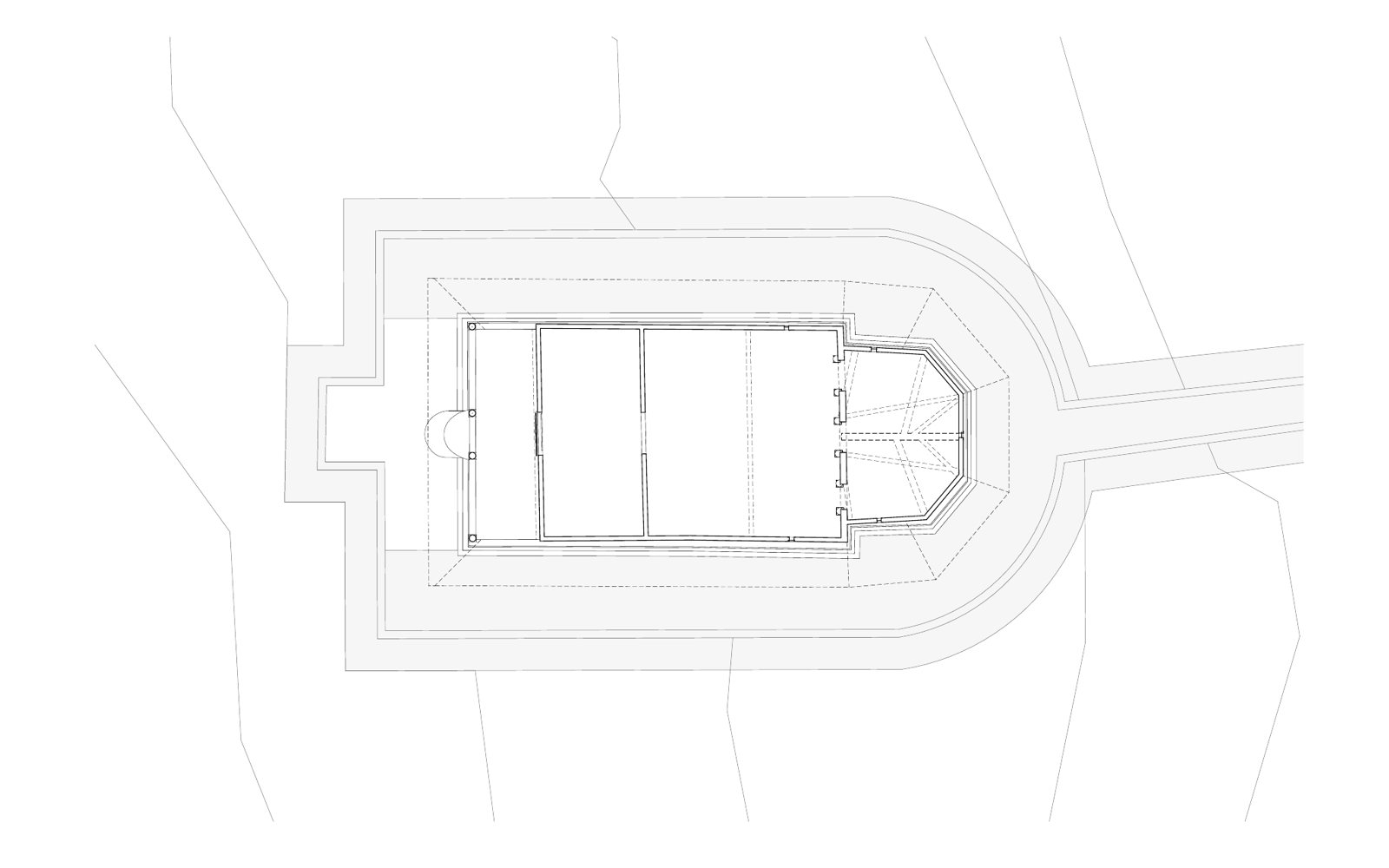 Biserica de lemn, Mănăstirea Dintr-un Lemn — Plan parter, 1:50