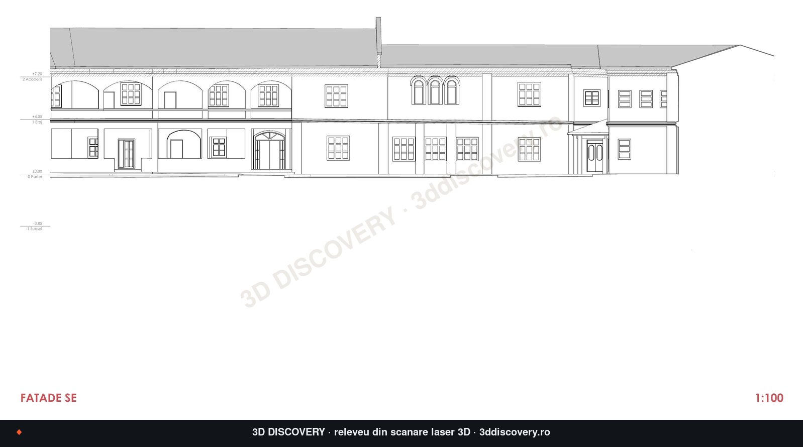 Bistrița Monastery: elevation drawn on the point cloud