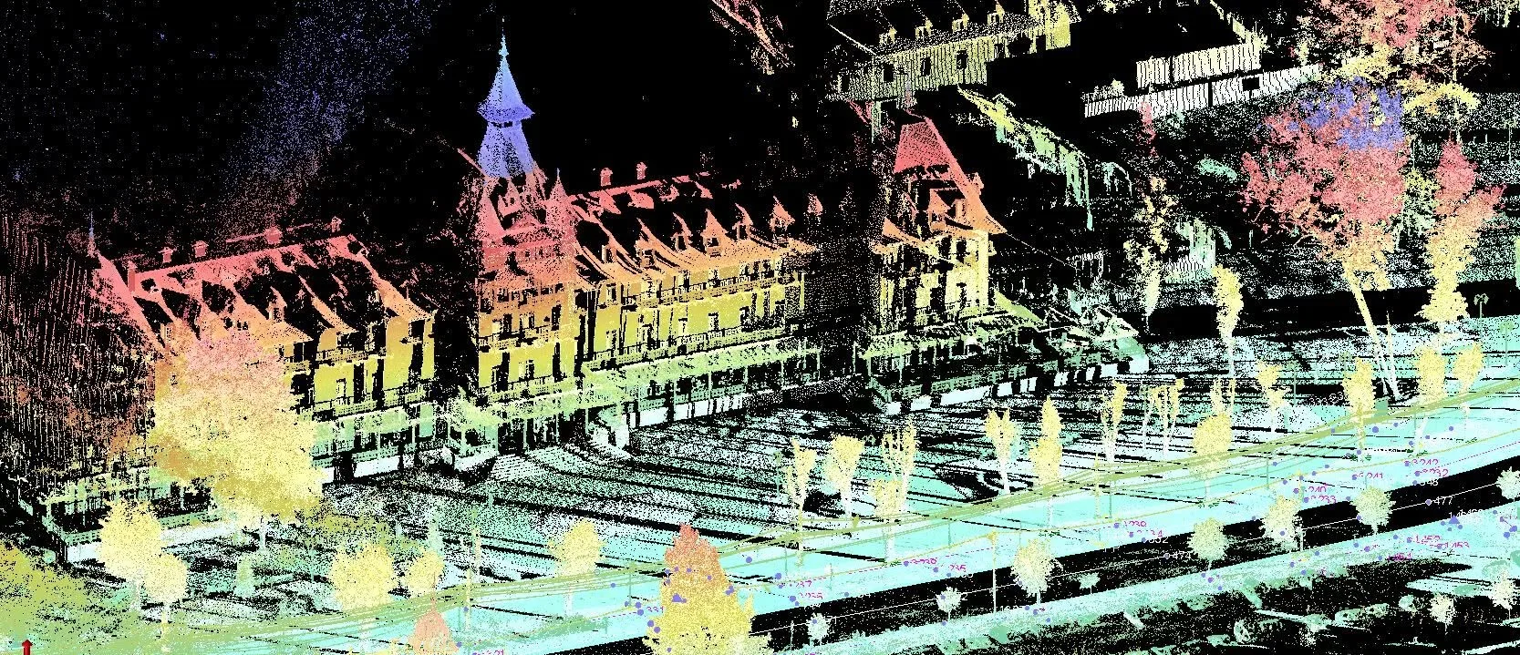 Mobile mapping LiDAR 3D Discovery — Front istoric: nor de puncte colorat după înălțime